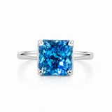Ira Azure Radiance Ring in 925 sterling silver with princess-cut blue AAA+ cubic zirconia solitaire stone