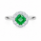 Ira Emerald Halo Ring in 925 sterling silver with emerald green princess-cut AAA+ CZ stone and sparkling halo setting