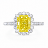Ira Golden Soleil Ring featuring radiant yellow AAA+ cubic zirconia with sparkling halo in 925 sterling silver.
