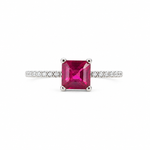 Ira Scarlet Glow Ring in 925 sterling silver with scarlet red princess-cut AAA+ CZ stone and CZ accent band