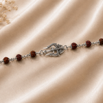 Trishul Legacy Bracelet crafted in 925 sterling silver with sacred Rudraksha beads and detailed Trishul motif from Mohnaa Jewels Virasat Collection