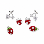 925 sterling silver berry and cherry stud earring set with CZ stones and pearl accents from Mohnaa Jewels IRA Collection