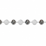 Mohnaa Celestia Mosaic Bracelet in 925 sterling silver featuring alternating polished discs, pavé crystal accents and contemporary geometric design with secure lobster clasp.