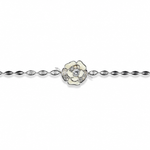 Ivory Bloom 925 sterling silver bracelet featuring an elegant ivory flower centerpiece, sparkling AAA cubic zirconia stones, marquise accents, and an adjustable chain.