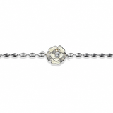 Ivory Bloom 925 sterling silver bracelet featuring an elegant ivory flower centerpiece, sparkling AAA cubic zirconia stones, marquise accents, and an adjustable chain.
