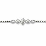 Celestial Dewdrop 925 sterling silver bracelet featuring a pear-shaped center motif, baguette-cut stones, sparkling AAA cubic zirconia accents, and an adjustable chain.