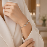 Moonlit Blossom Silver Bracelet
