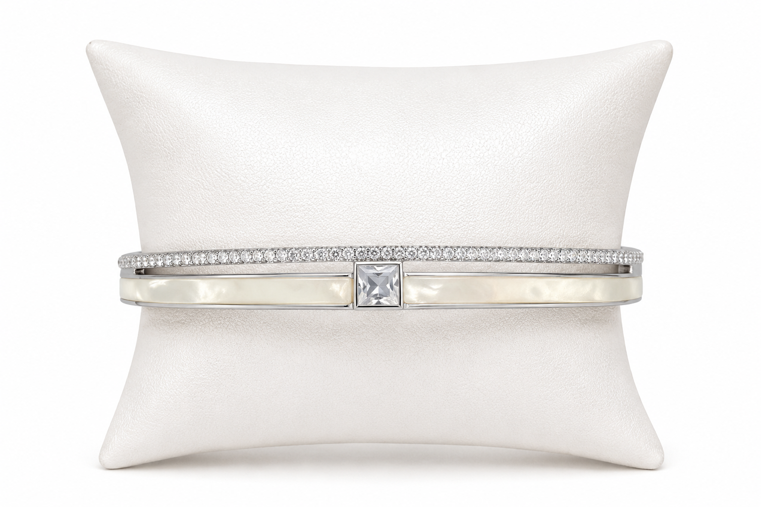 IRA Elysia Bracelet crafted in 925 sterling silver featuring a princess-cut cubic zirconia centerpiece with sparkling pavé detailing and an elegant contemporary design.