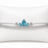 Mohnaa Blue Lotus Sparkle Bracelet in 925 Sterling Silver featuring a blue lotus-inspired centerpiece with AAA cubic zirconia stones and premium rhodium finish.