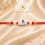 Bro Code 925 Silver Rakhi featuring a silver BRO motif with crystal bead accents and traditional red thread for Raksha Bandhan
