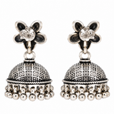 Mohnaa Navrang Floral Silver Jhumka Earrings
