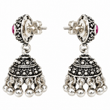 Mohnaa Gulnaar Silver Jhumka Earrings