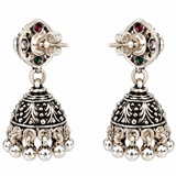 Mohnaa Triveni Navratri Silver Jhumka Earrings