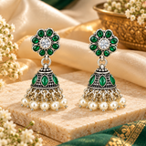 Mohnaa Haritika Silver Jhumka Earrings