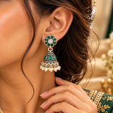 Mohnaa Haritika Silver Jhumka Earrings