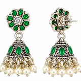 Mohnaa Haritika Silver Jhumka Earrings