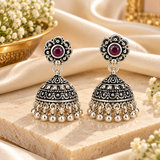 Mohnaa Pushpika Silver Jhumka Earrings