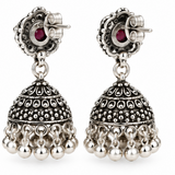 Mohnaa Pushpika Silver Jhumka Earrings