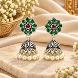 Mohnaa Harini Silver Jhumka Earrings