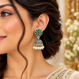 Mohnaa Harini Silver Jhumka Earrings