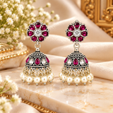 Mohnaa Pushparagini Silver Jhumka Earrings