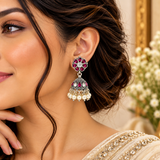 Mohnaa Pushparagini Silver Jhumka Earrings
