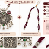 Mohnaa Radha Madhav Maroon Crystal Mala Pendant Set