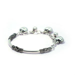 Dazzling Hear Oxydised Charm Silver Bracelet