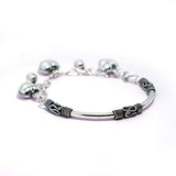 Dazzling Hear Oxydised Charm Silver Bracelet