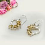 Designer Earrings With Genuine Citrine Gemstone in 925 Sterling Silver