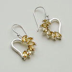 Designer Earrings With Genuine Citrine Gemstone in 925 Sterling Silver