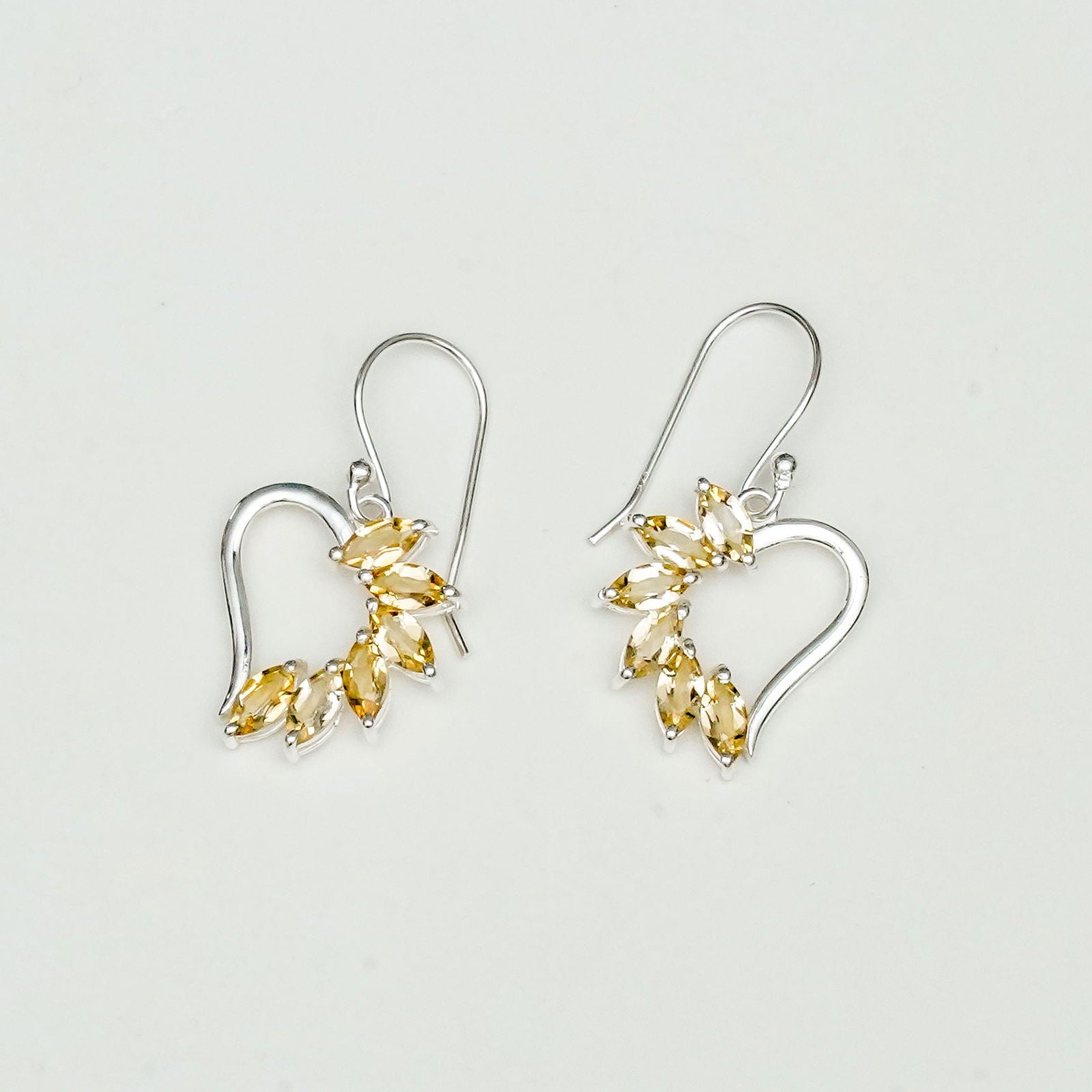Designer Earrings With Genuine Citrine Gemstone in 925 Sterling Silver