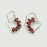 Designer Earrings With Genuine Garnet Gemstone in 925 Sterling Silver