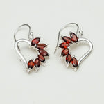 Designer Earrings With Genuine Garnet Gemstone in 925 Sterling Silver