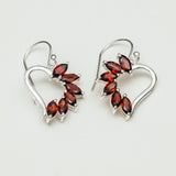 Designer Earrings With Genuine Garnet Gemstone in 925 Sterling Silver