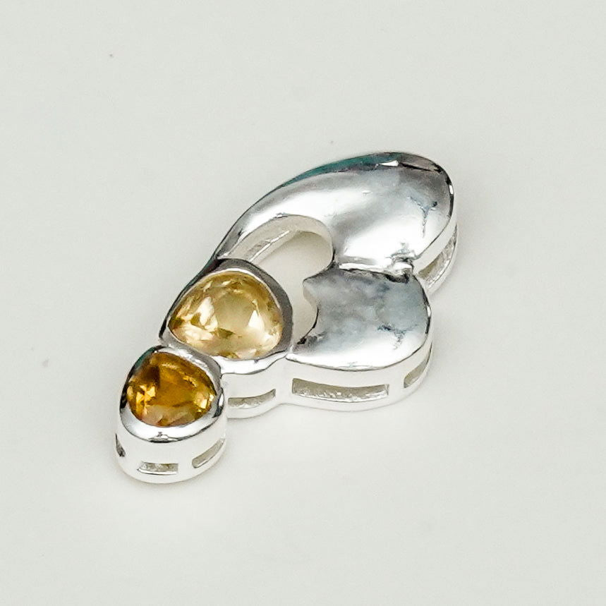 Designer Heart Handmade Pendants With Citrine Gemstone In 925 Sterling Silver