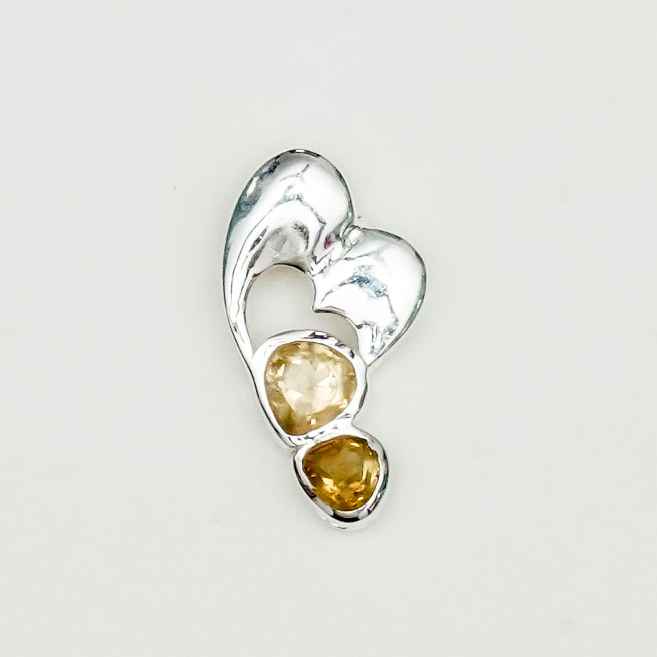Designer Heart Handmade Pendants With Citrine Gemstone In 925 Sterling Silver