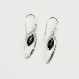 Double Leaf Earrings With Black Onyx Gemstone Best Design in 925 Sterling Silver