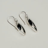 Double Leaf Earrings With Black Onyx Gemstone Best Design in 925 Sterling Silver