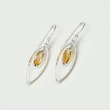 Double Leaf Earrings With Citrine Gemstone Best Design in 925 Sterling Silver