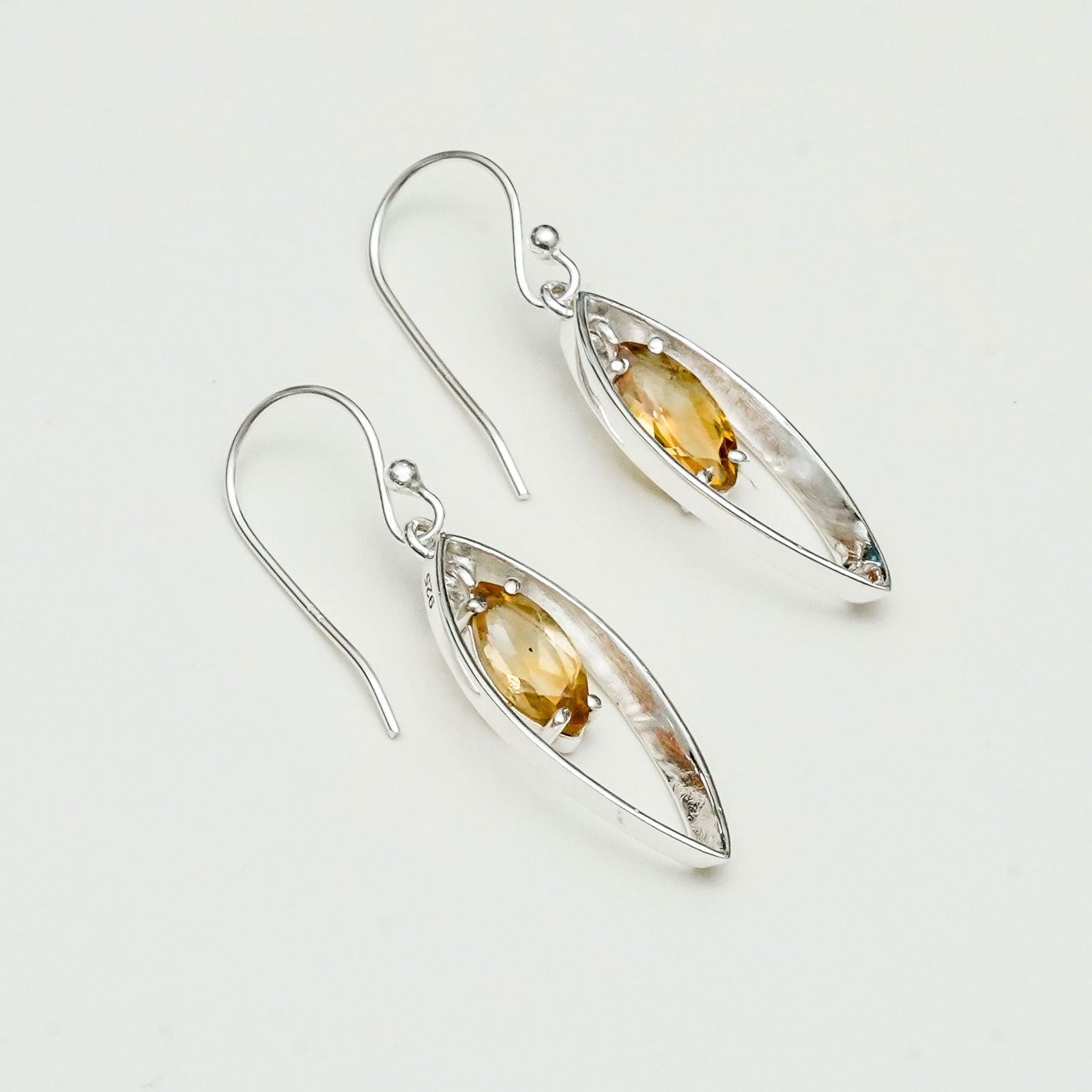 Double Leaf Earrings With Citrine Gemstone Best Design in 925 Sterling Silver