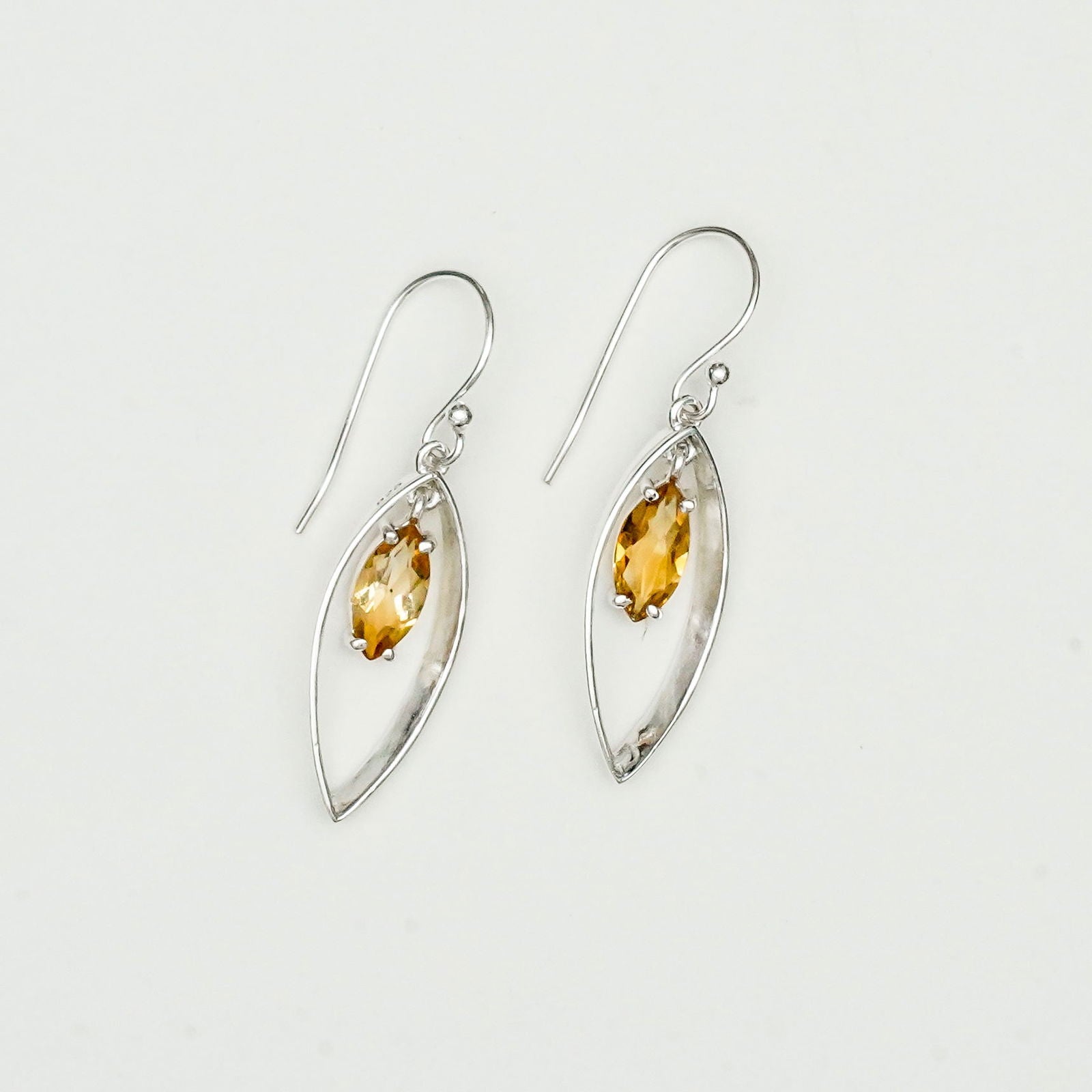 Double Leaf Earrings With Citrine Gemstone Best Design in 925 Sterling Silver