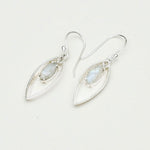 Double Leaf Earrings With Rainbow Moonstone Best Design in 925 Sterling Silver