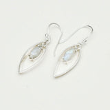 Double Leaf Earrings With Rainbow Moonstone Best Design in 925 Sterling Silver