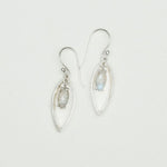 Double Leaf Earrings With Rainbow Moonstone Best Design in 925 Sterling Silver