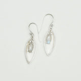 Double Leaf Earrings With Rainbow Moonstone Best Design in 925 Sterling Silver