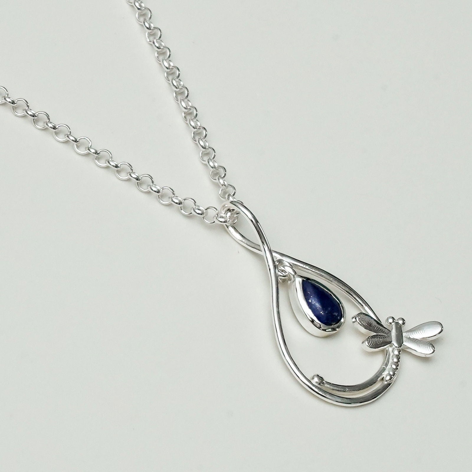 Dragonfly Pendent With Kayanite Gemstone In 925 Sterling Silver