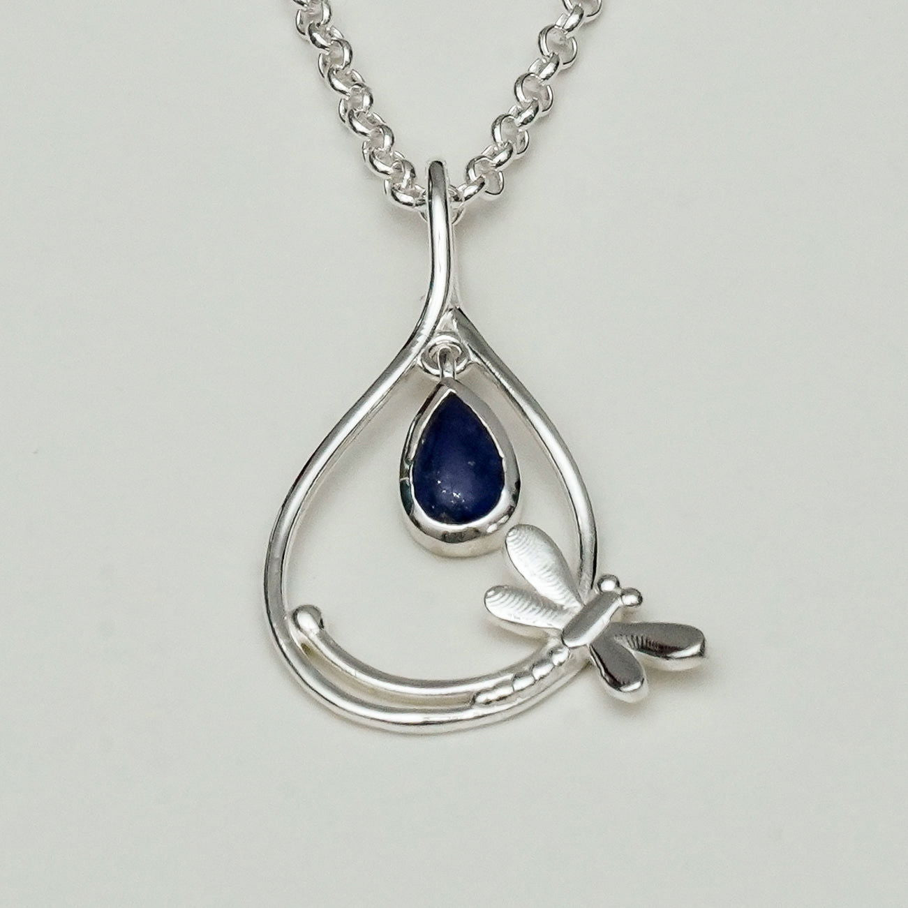Dragonfly Pendent With Kayanite Gemstone In 925 Sterling Silver