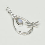 Dragonfly Pendent With Rainbow Moonstone In 925 Sterling Silver