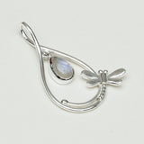 Dragonfly Pendent With Rainbow Moonstone In 925 Sterling Silver